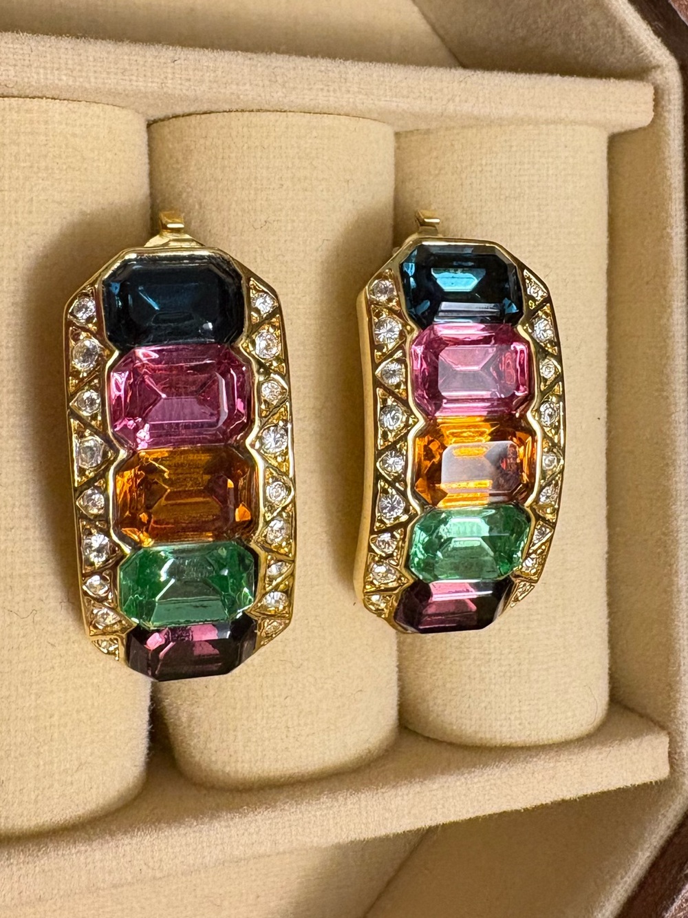 Butler Gold-Tone Multicolor Crystal Hoop Earrings